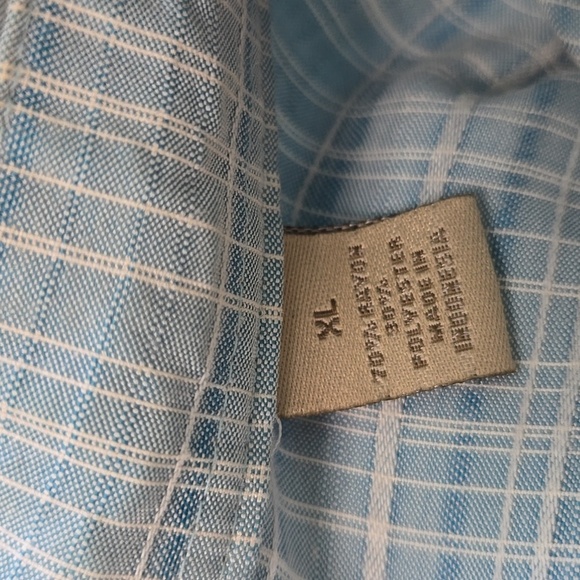 Paradise Collection Men's Light Blue Plaid Shirt Short Sleeve Size XL - Picture 4 of 4